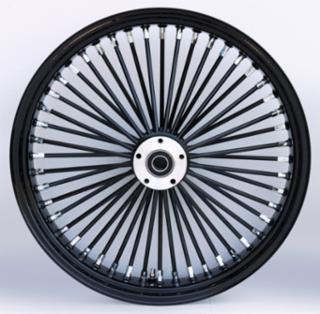 21" 48 Fat Spoke Wiel | Black Rim Black Spokes Chrome nipples | Dual Disc TUV