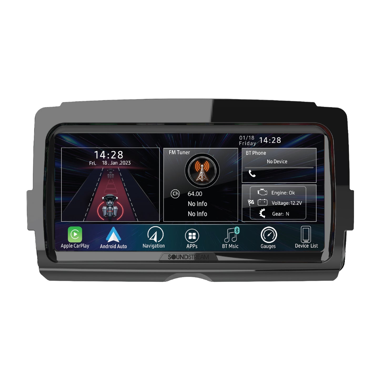 Soundstream V2 headunit voor Harley Davidson 2014+ Touring