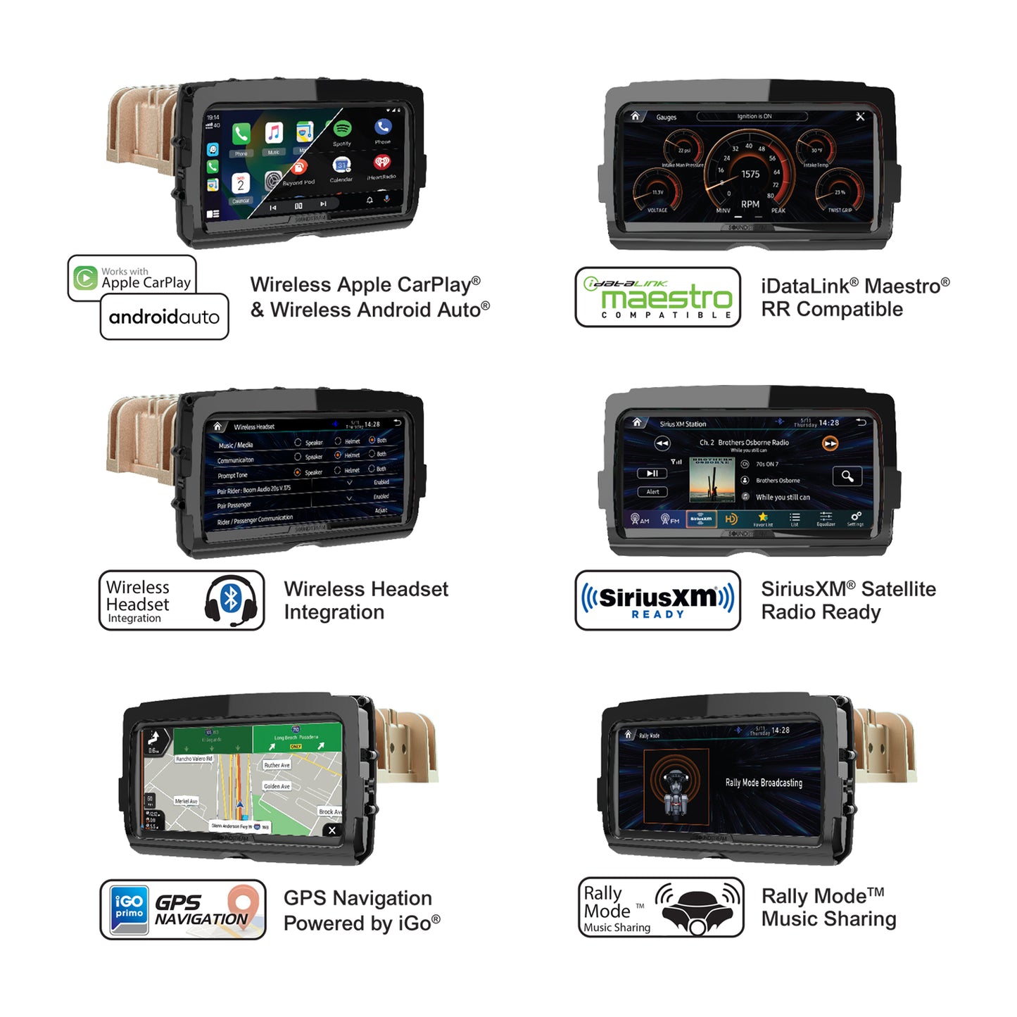 Soundstream V2 headunit voor Harley Davidson 2014+ Touring