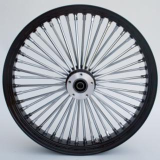 21" 48 Fat Spoke Wiel | Black Rim and Chrome Spokes | Dual Disc